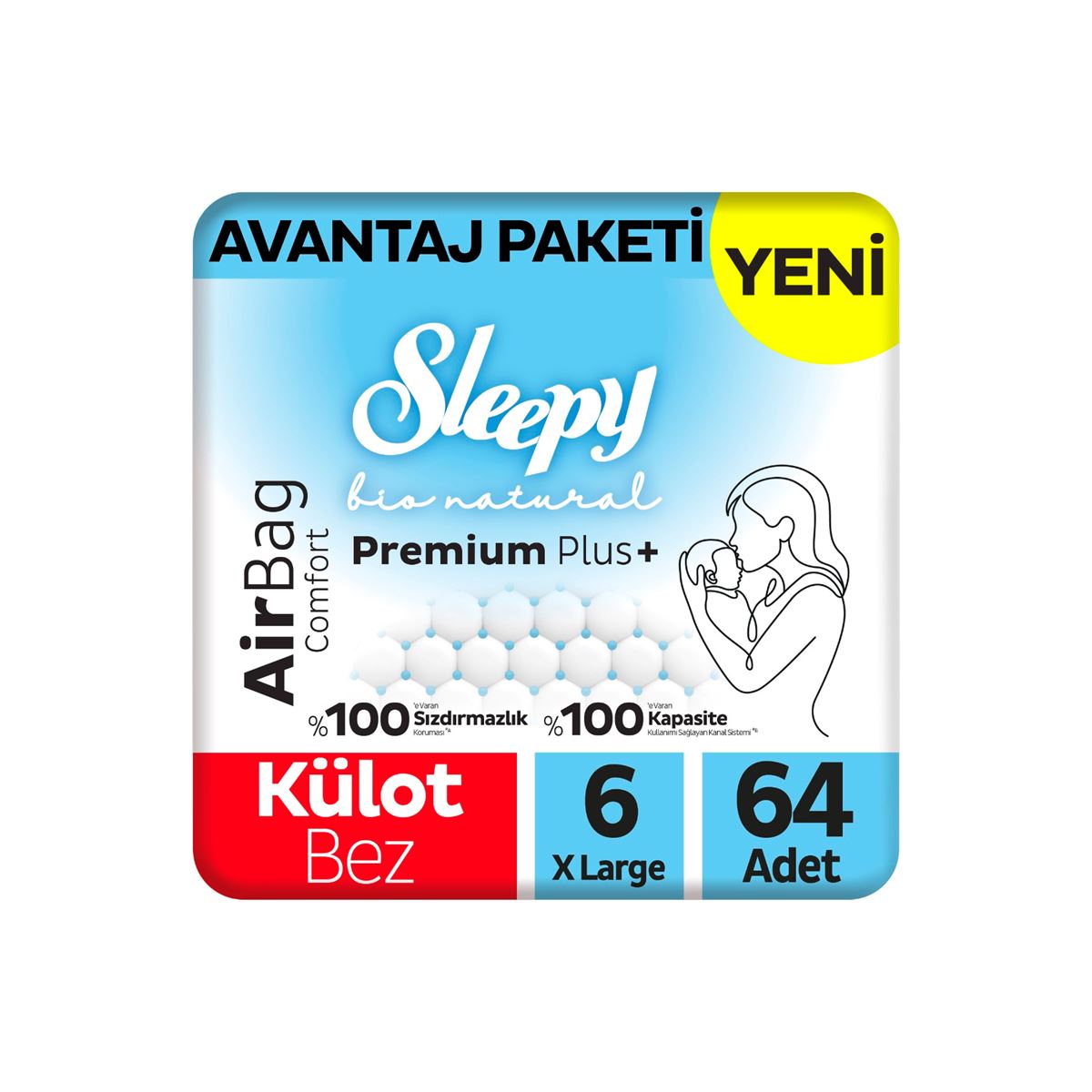 Sleepy Bio Natural Premium Plus Airbag Comfort Avantaj Paketi Külot Bez 6 Numara Xlarge 64 Adet