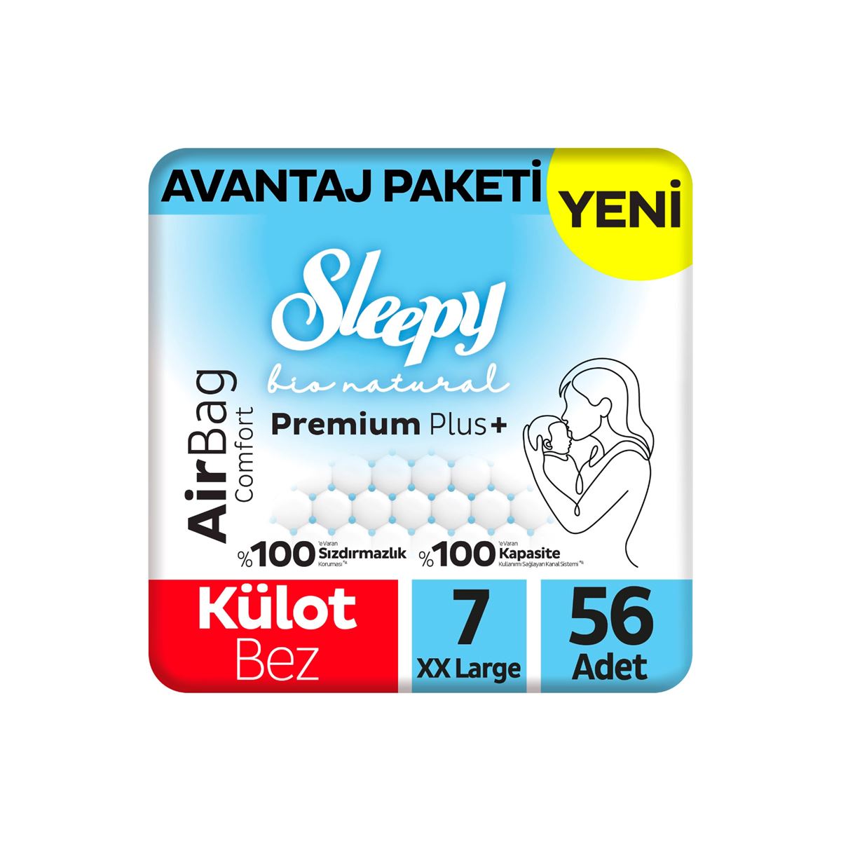 Sleepy Bio Natural Premium Plus Airbag Comfort Avantaj Paketi Külot Bez 7 Numara Xxlarge 56 Adet