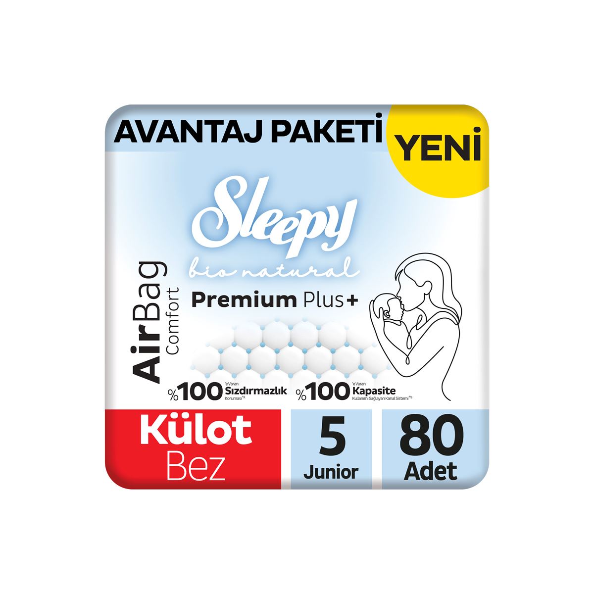 Sleepy Bio Natural Premium Plus Airbag Comfort Avantaj Paketi Külot Bez 5 Numara Junior 80 Adet