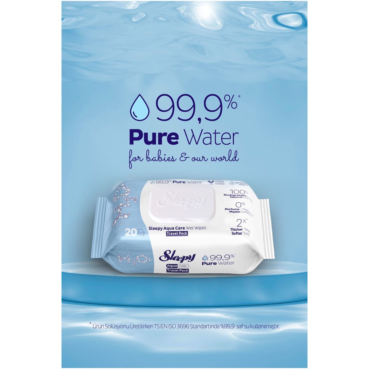 Sleepy AquaCare H2O Yenidoğan Islak Bebek Havlusu Seyahat Boy 6x20 (120 Yaprak)