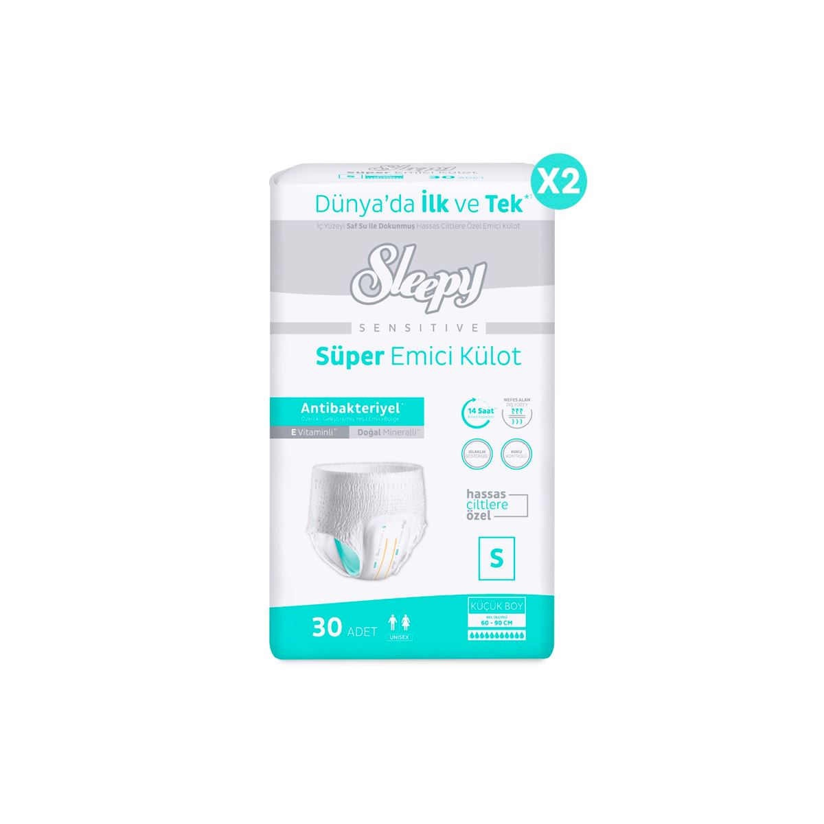 Sleepy Sensitive Antibakteriyel Emici Külot Small 30x2 60 Adet