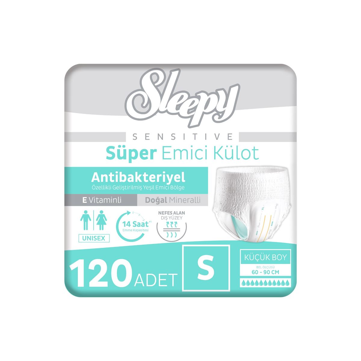 Sleepy Sensitive Antibakteriyel Emici Külot Small 30x4 120 Adet