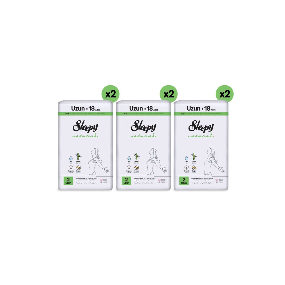 Sleepy Natural Ultra Hassas Hijyenik Ped Mega Fırsat Paketi Uzun 108 Adet
