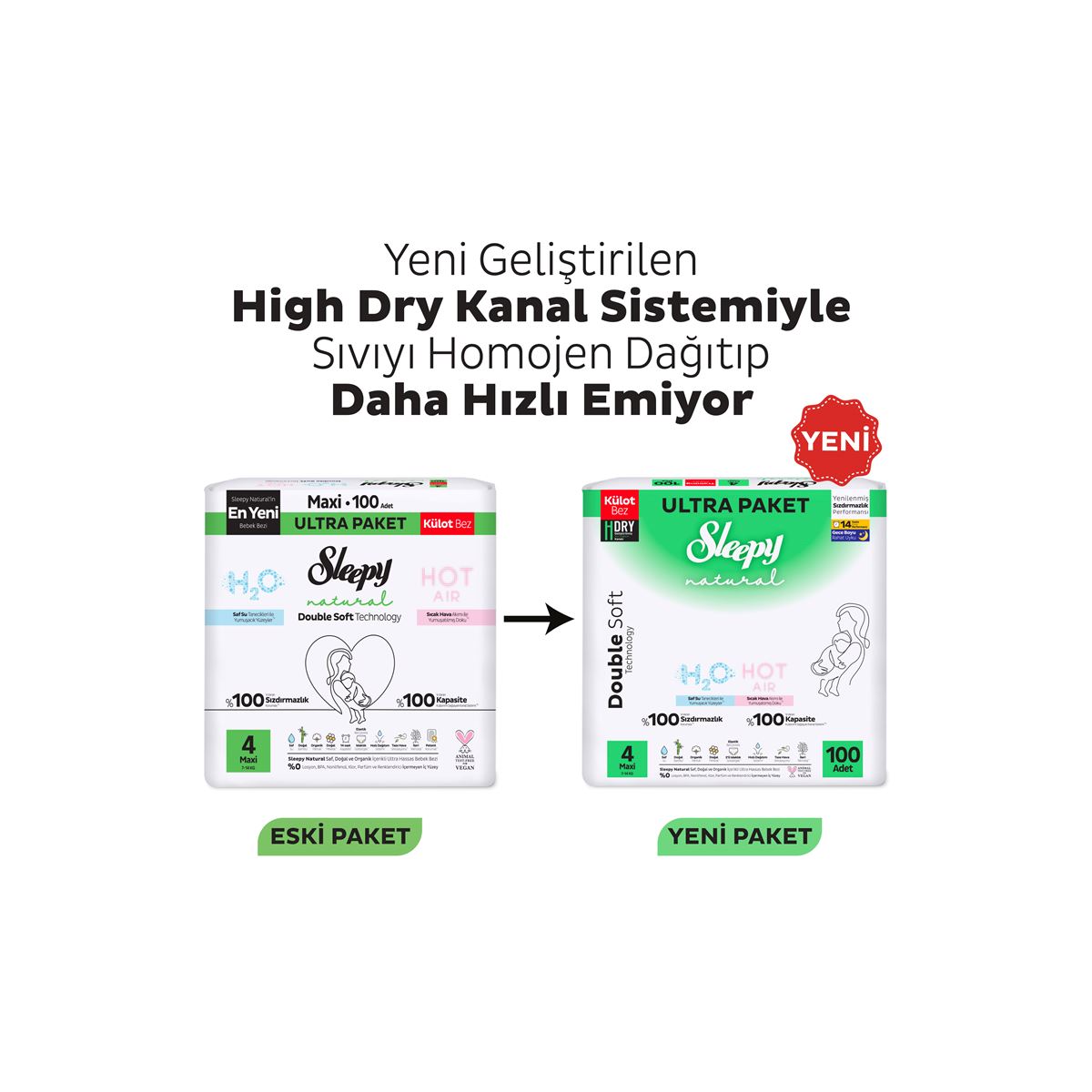 Sleepy Natural Double Soft Ultra Paket Külot Bez 4 Numara Maxi 100 Adet