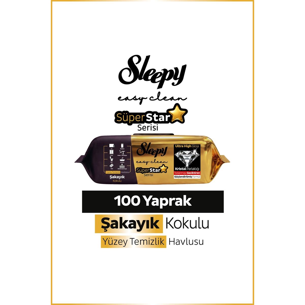 Sleepy Easy Clean SüperStar Yüzey Temizlik Havlusu Mendili Şakayık 100 Yaprak