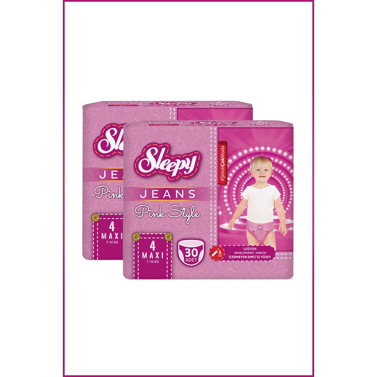 Sleepy Pink Jeans Külot Bez 4 Numara Maxi 2'li Jumbo 60 Adet