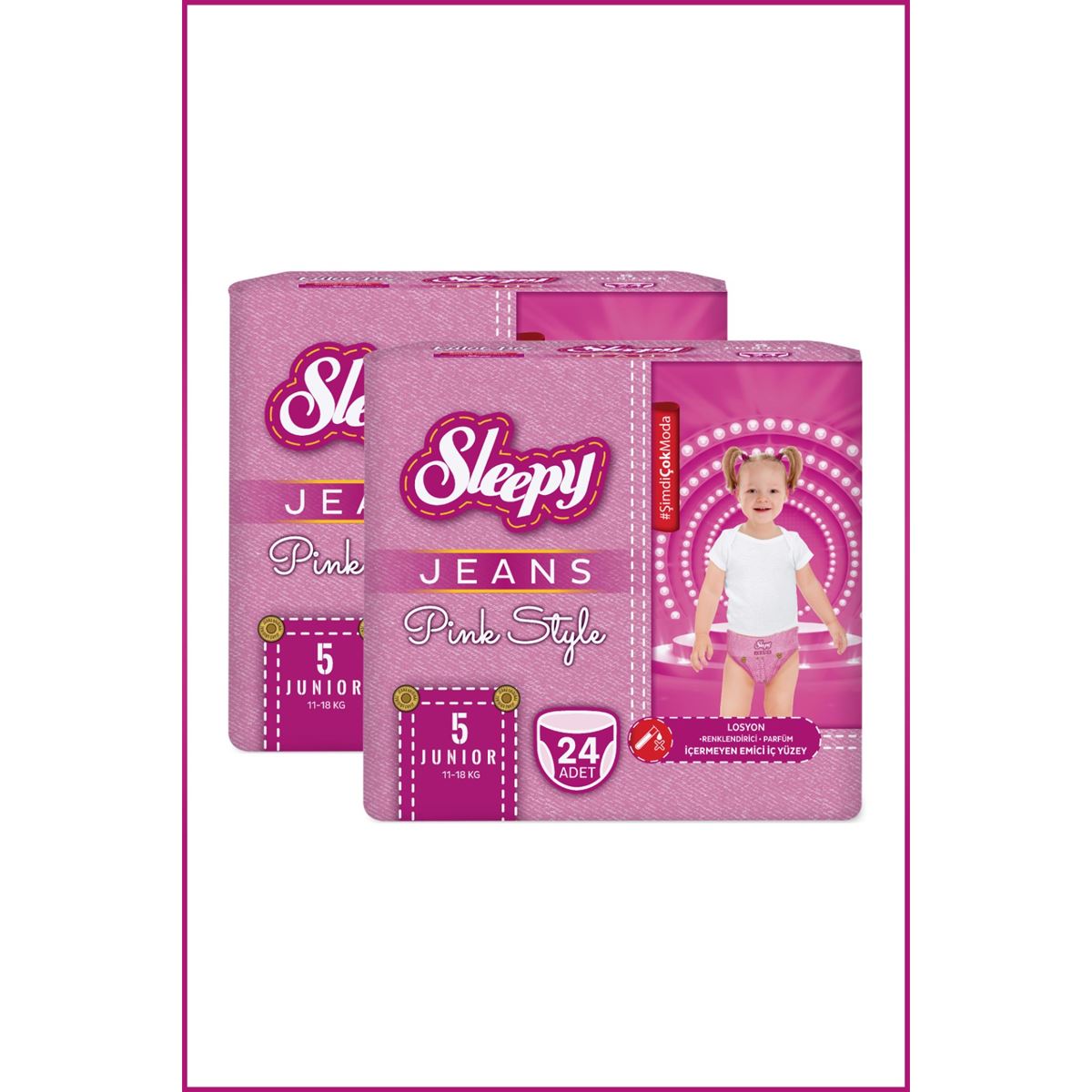 Sleepy Pink Jeans Külot Bez 5 Numara Junior 2'li Jumbo 48 Adet