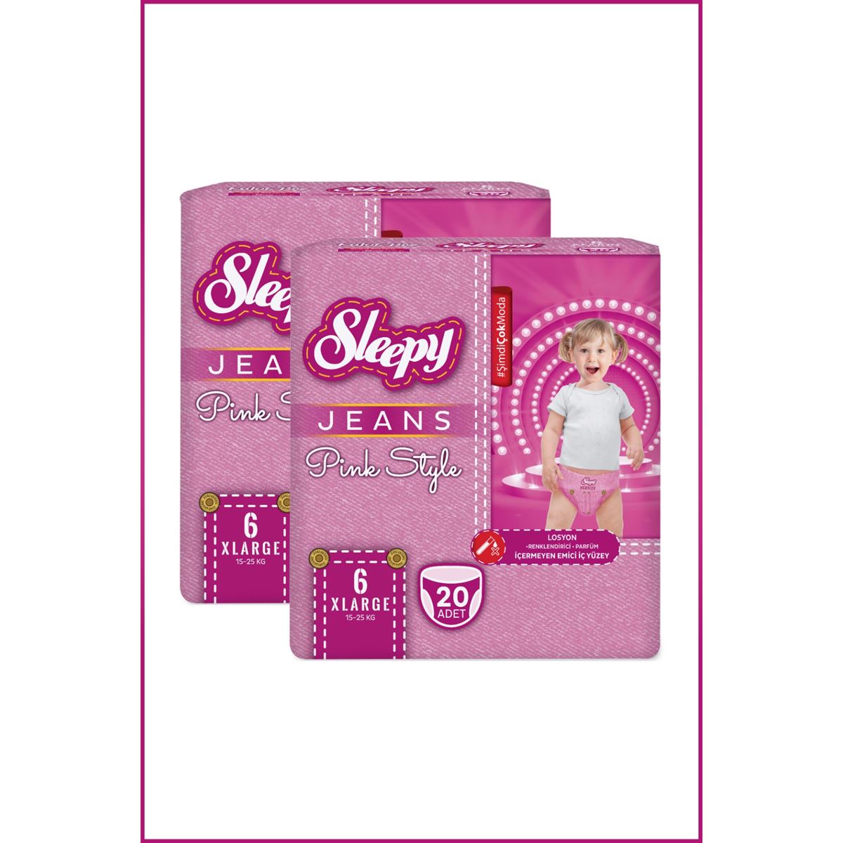 Sleepy Pink Jeans Külot Bez 6 Numara Xlarge 2'li Jumbo 40 Adet