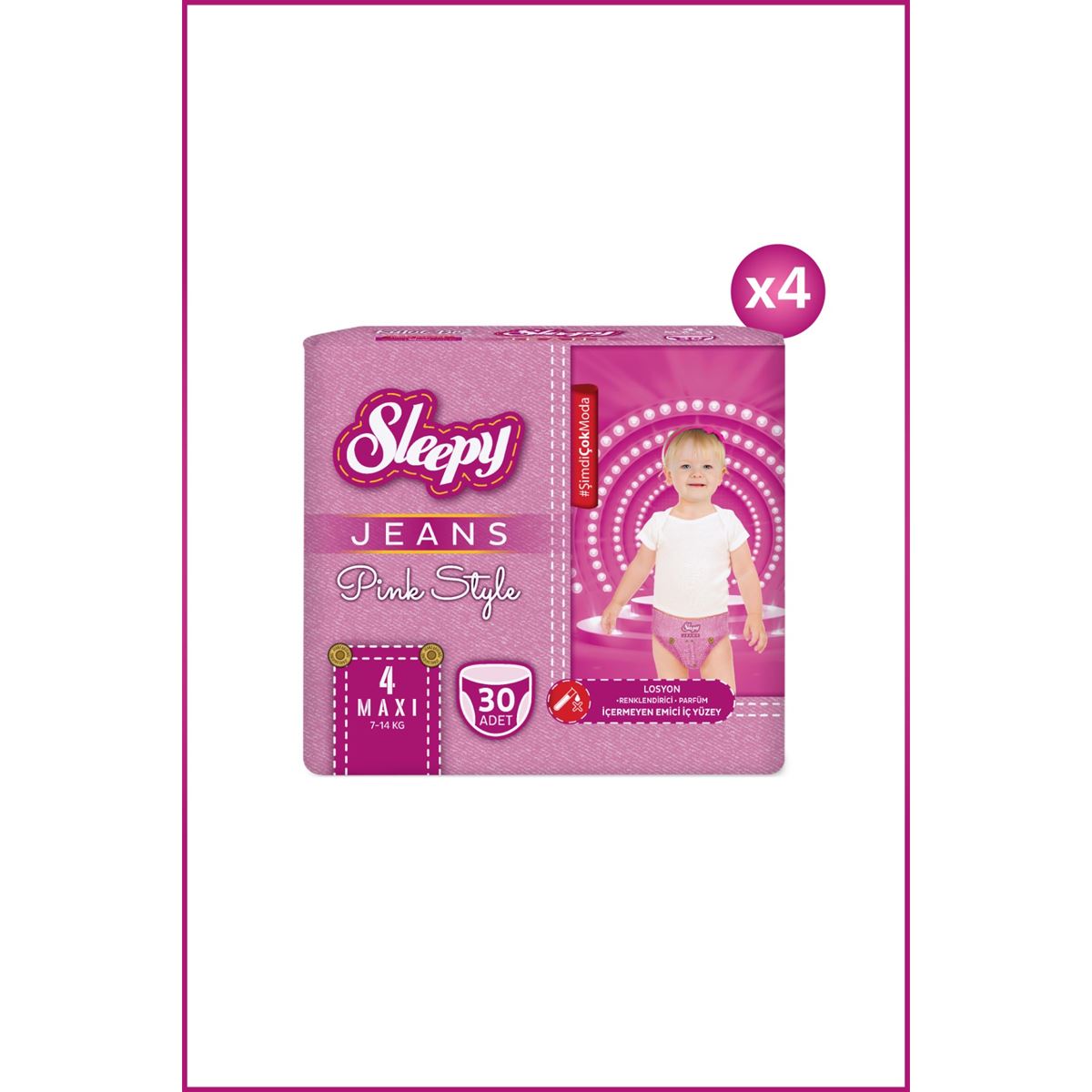 Sleepy Pink Jeans Külot Bez 4 Numara Maxi 4’lü Jumbo 120 Adet