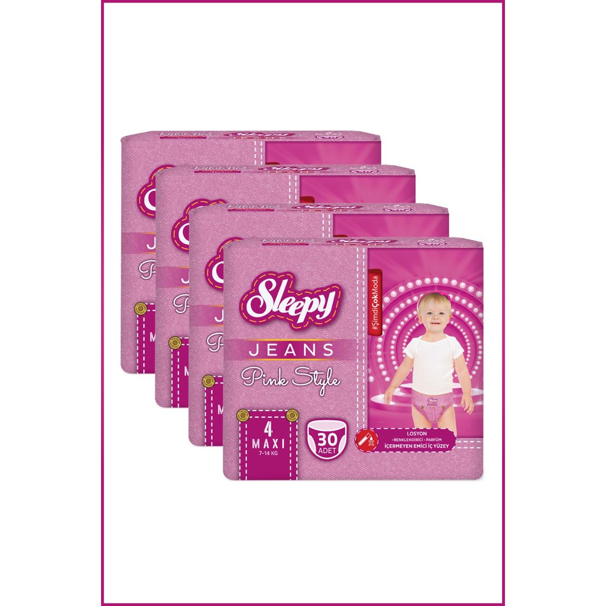 Sleepy Pink Jeans Külot Bez 4 Numara Maxi 4’lü Jumbo 120 Adet