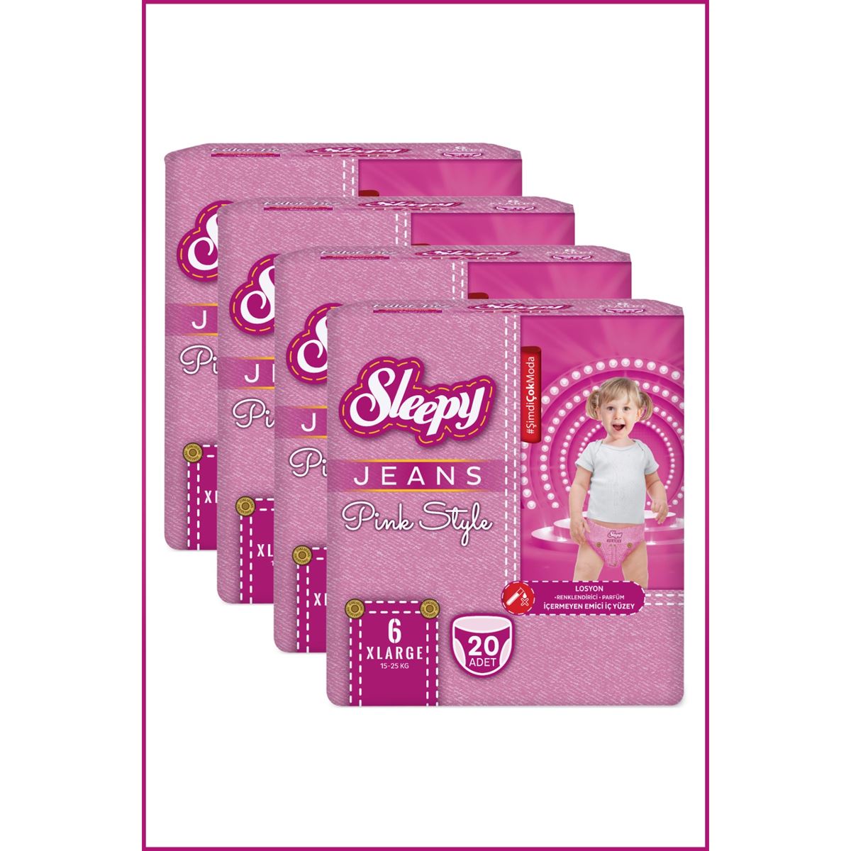 Sleepy Pink Jeans Külot Bez 6 Numara Xlarge 4’lü Jumbo 80 Adet