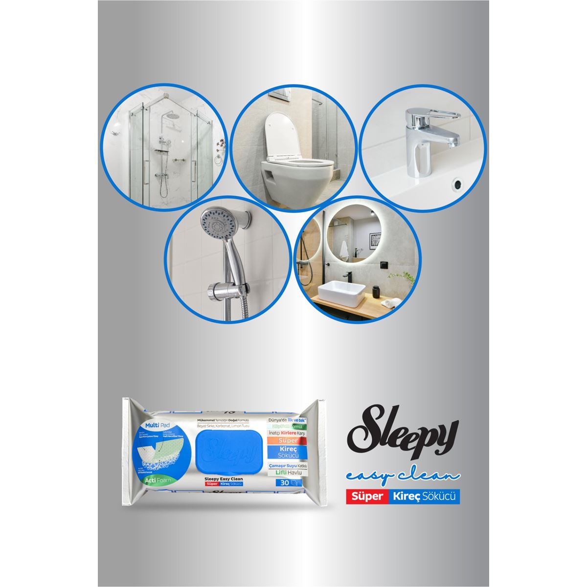 Sleepy Easy Clean Süper Kireç Sökücü Yüzey Temizlik Havlusu&Mendili 2x30 (60 Yaprak)