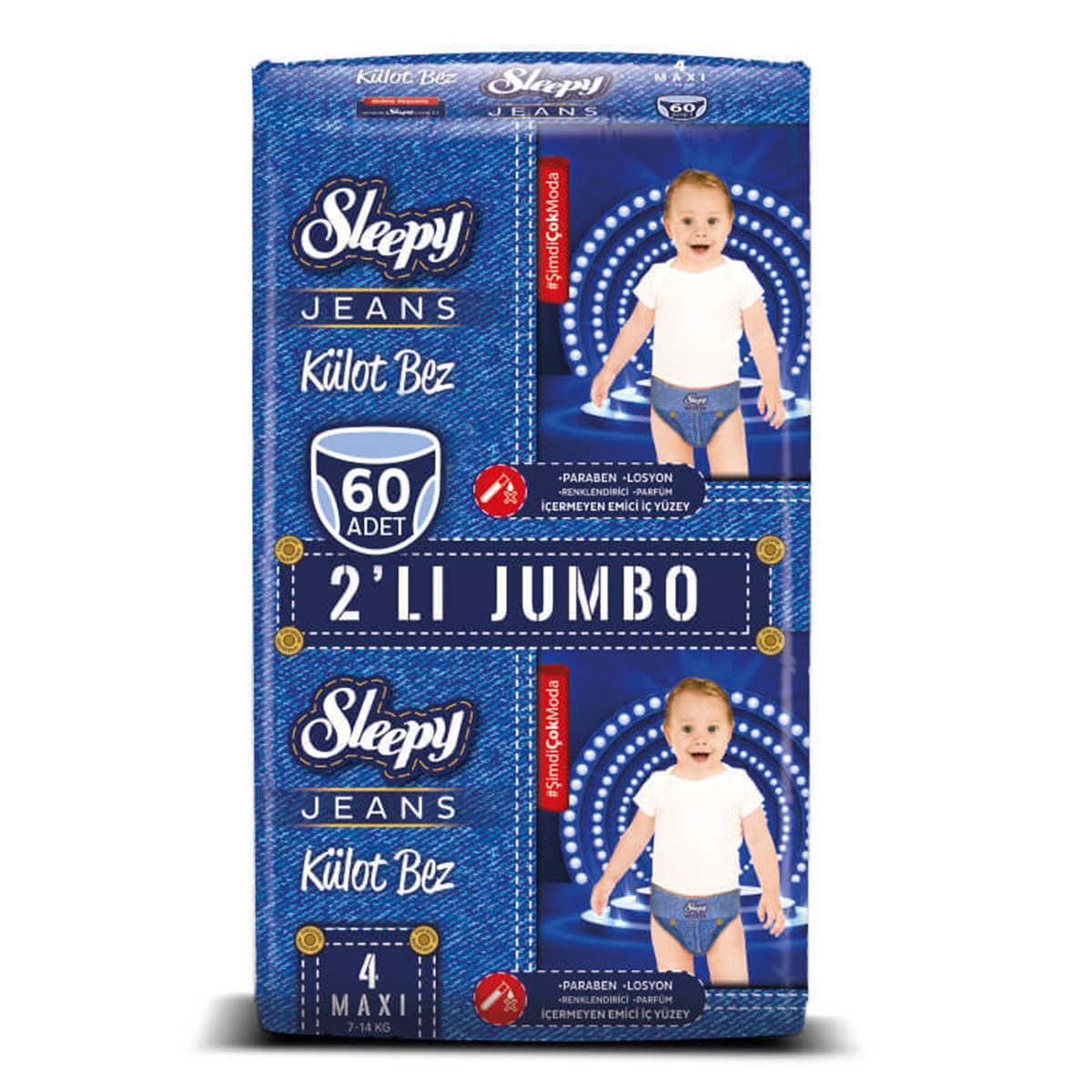 Sleepy Jeans KÜLOT Bez 4 Numara Maxi 2'Lİ JUMBO 60 Adet