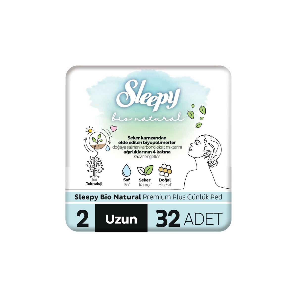 Sleepy Bio Natural Premium Plus Günlük Ped Uzun 32 Adet Ped