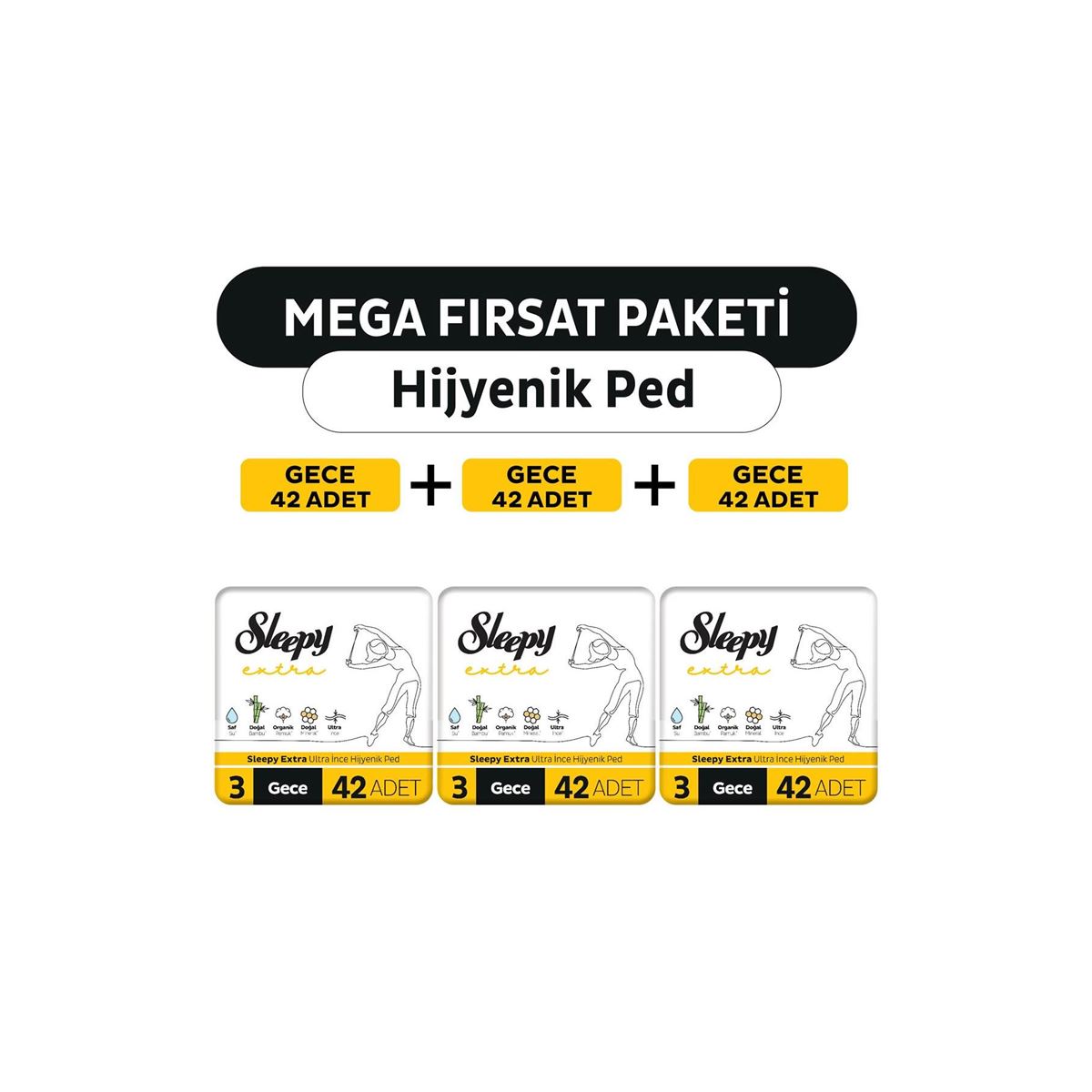 Sleepy Extra Ultra İnce Hijyenik Ped Mega Fırsat Paketi Gece 126 Adet