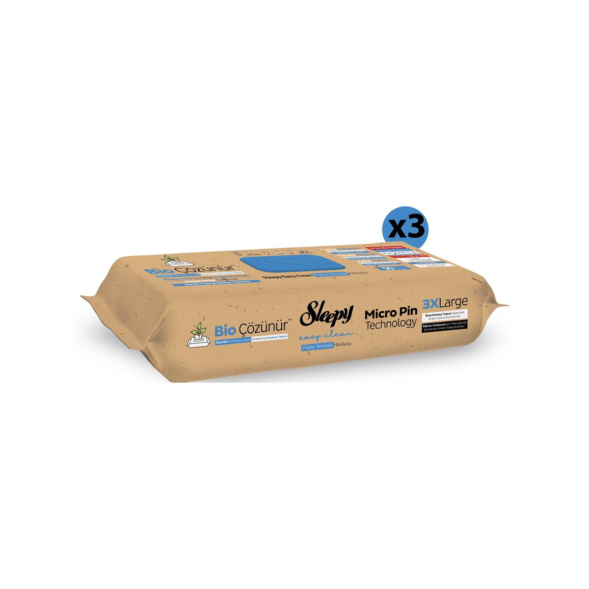 Sleepy Bio Çözünür Yüzey Temizlik Havlusu&Mendili Deniz Tuzu&Yosun 3x50 (150 Yaprak)