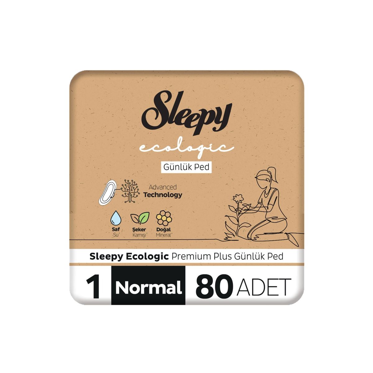 Sleepy Ecologic Premium Plus Günlük Ped Normal 80 Adet Ped