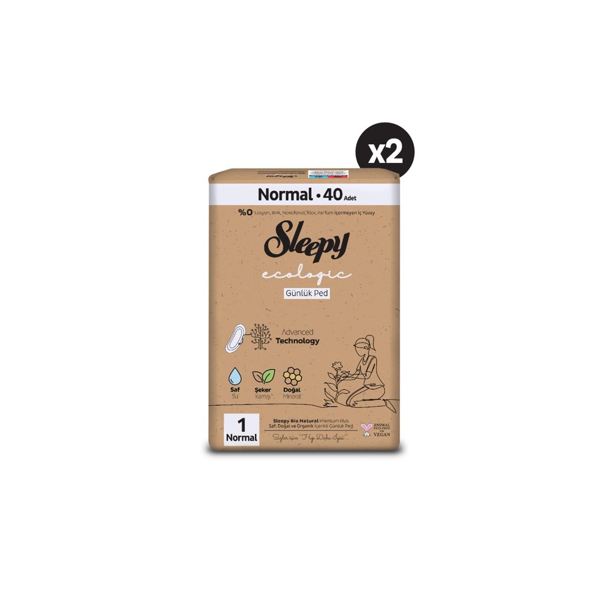 Sleepy Ecologic Premium Plus Günlük Ped Normal 80 Adet Ped