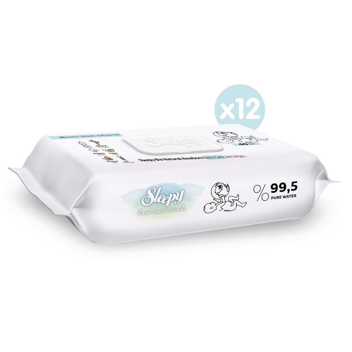 Sleepy Bio Natural Yenidoğan Islak Bebek Bakım Havlusu 12x40 (480 Yaprak)