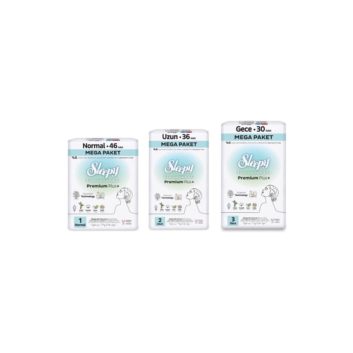 Sleepy Bio Natural Premium Plus Hijyenik Ped Mega Fırsat Paketi 112 Adet