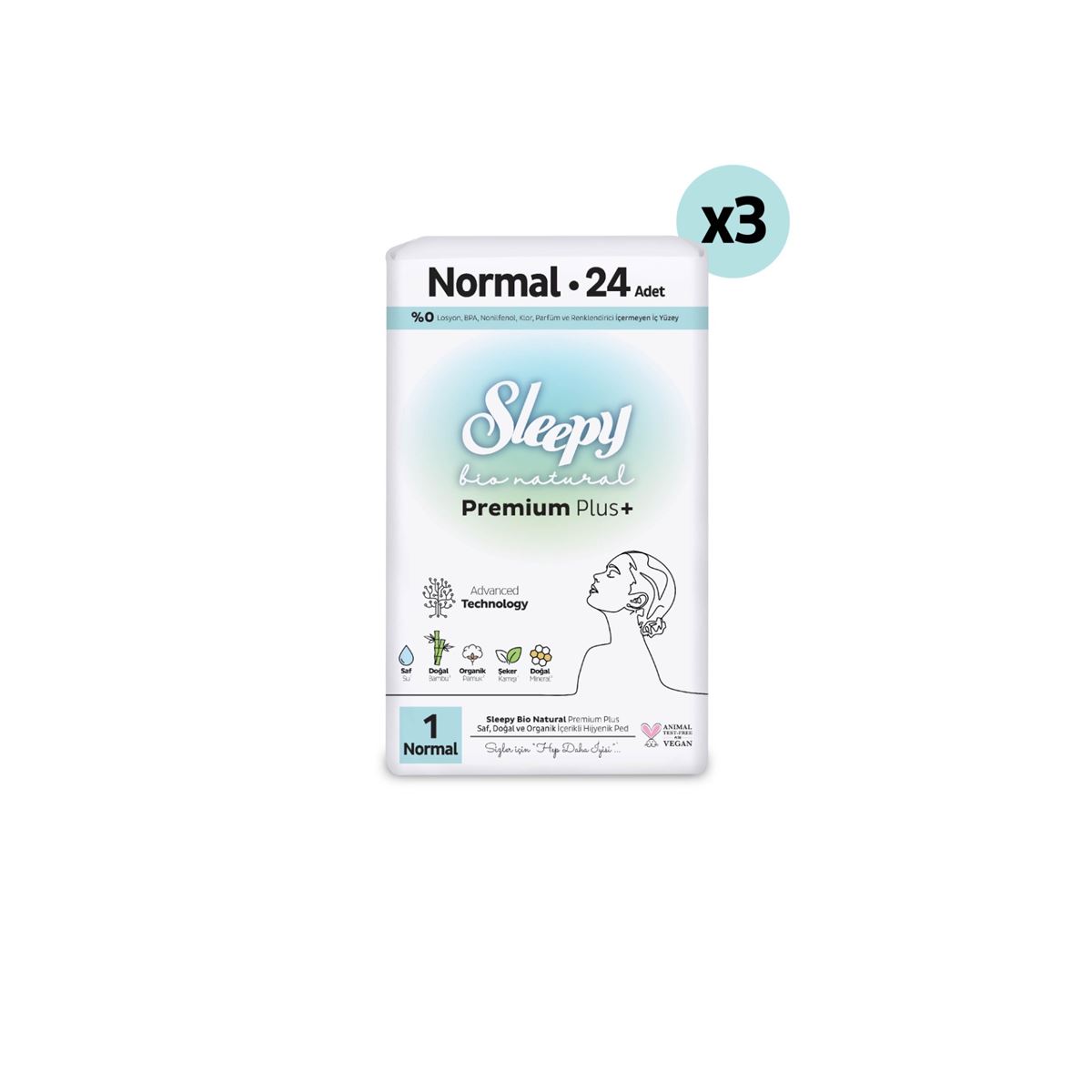 Sleepy Bio Natural Premium Plus Hijyenik Ped Süper Avantaj Paketi Normal 72 Adet