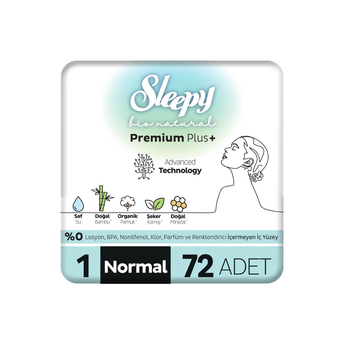 Sleepy Bio Natural Premium Plus Hijyenik Ped Süper Avantaj Paketi Normal 72 Adet