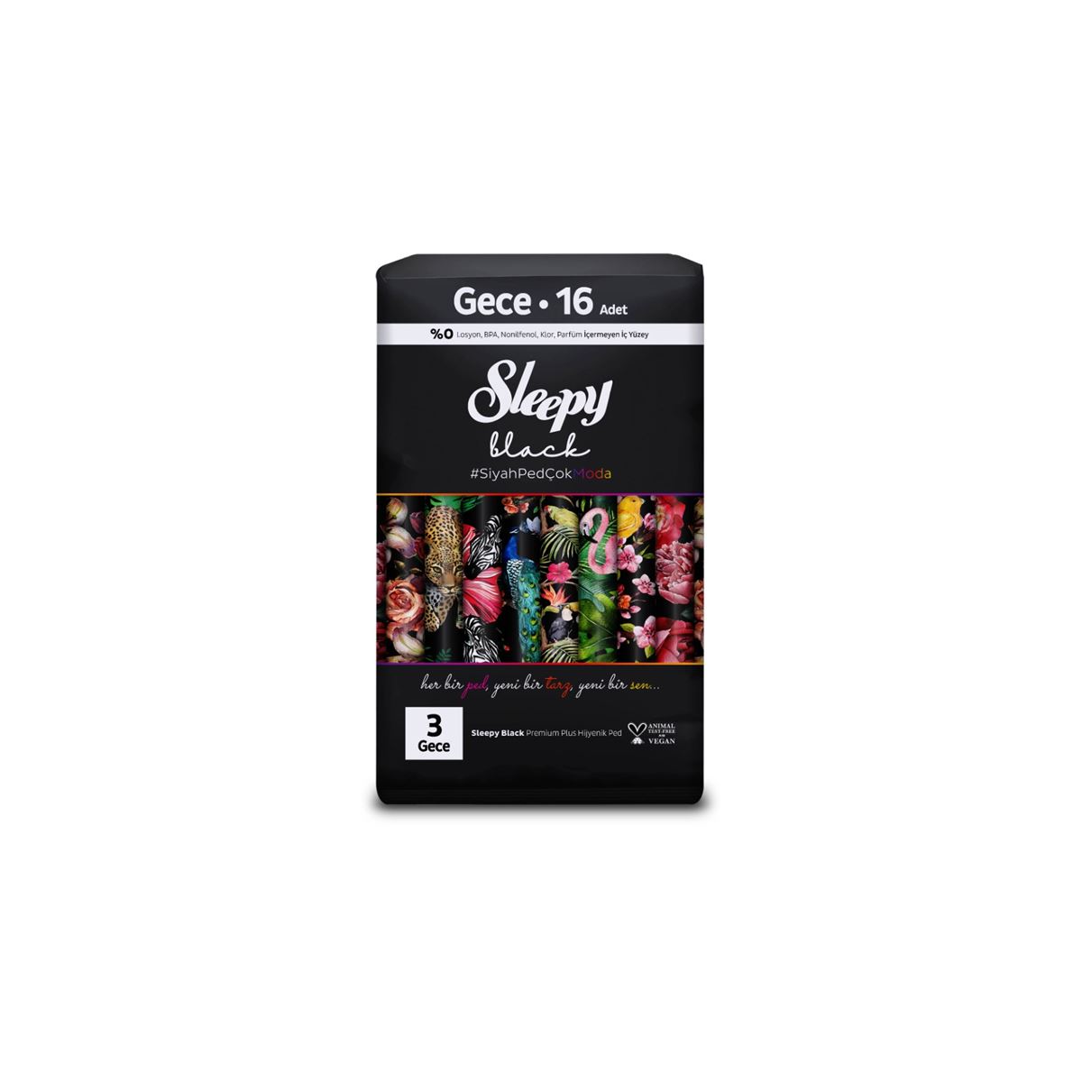 Sleepy Black Premium Plus Hijyenik Ped Gece 16 Adet