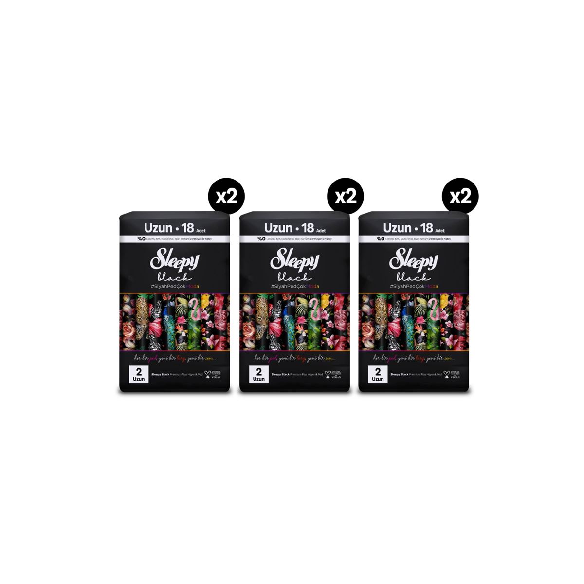 Sleepy Black Premium Plus Hijyenik Ped Mega Fırsat Paketi Uzun 108 Adet