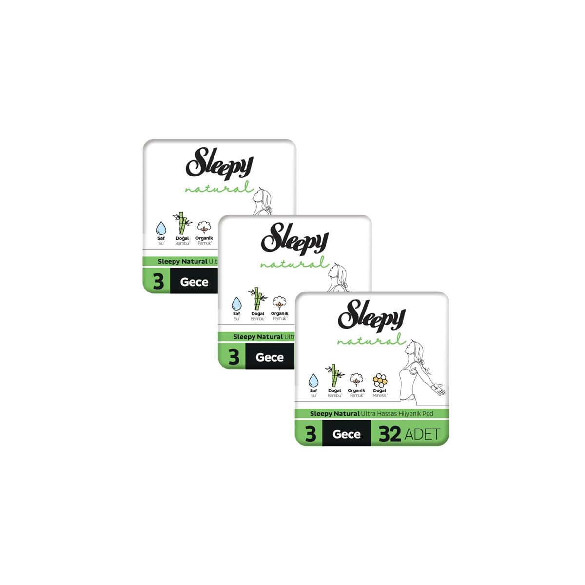 Sleepy Natural Ultra Hassas Hijyenik Ped Mega Fırsat Paketi Gece 96 Adet