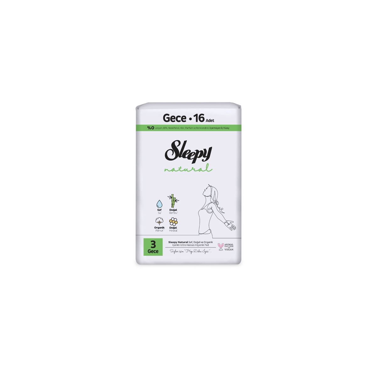 Sleepy Natural Ultra Hassas Hijyenik Ped Gece 16 Adet