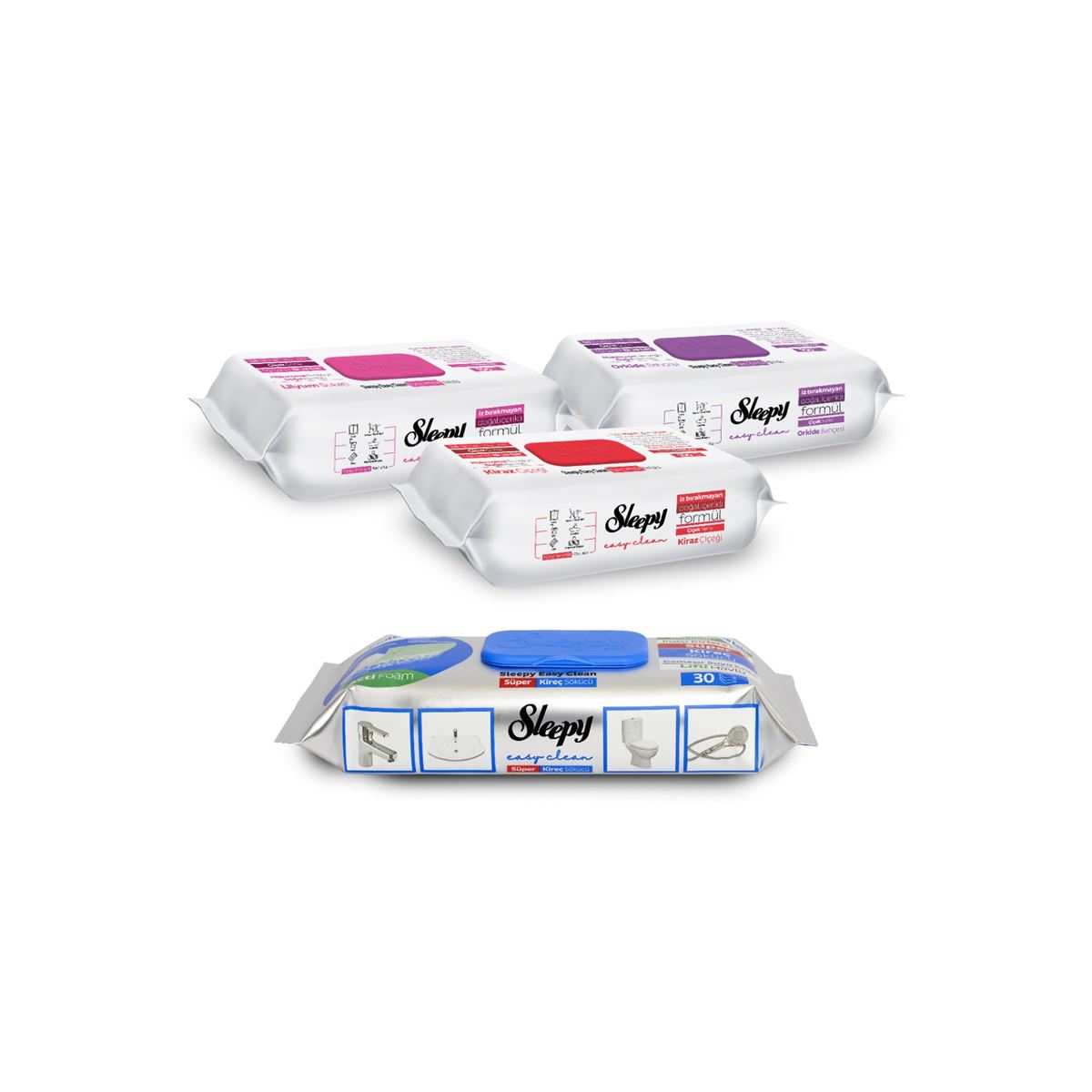 Sleepy Easy Clean Çiçek Serisi&Süper Kireç Sökücü Yüzey Temizlik Havlusu&Mendili(3x100+30)