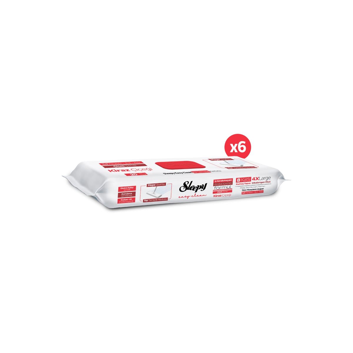 Sleepy Easy Clean Kiraz Çiçeği Mopa Uyumlu Yer Temizlik Havlusu&Mendili 6x20 (120 Yaprak)