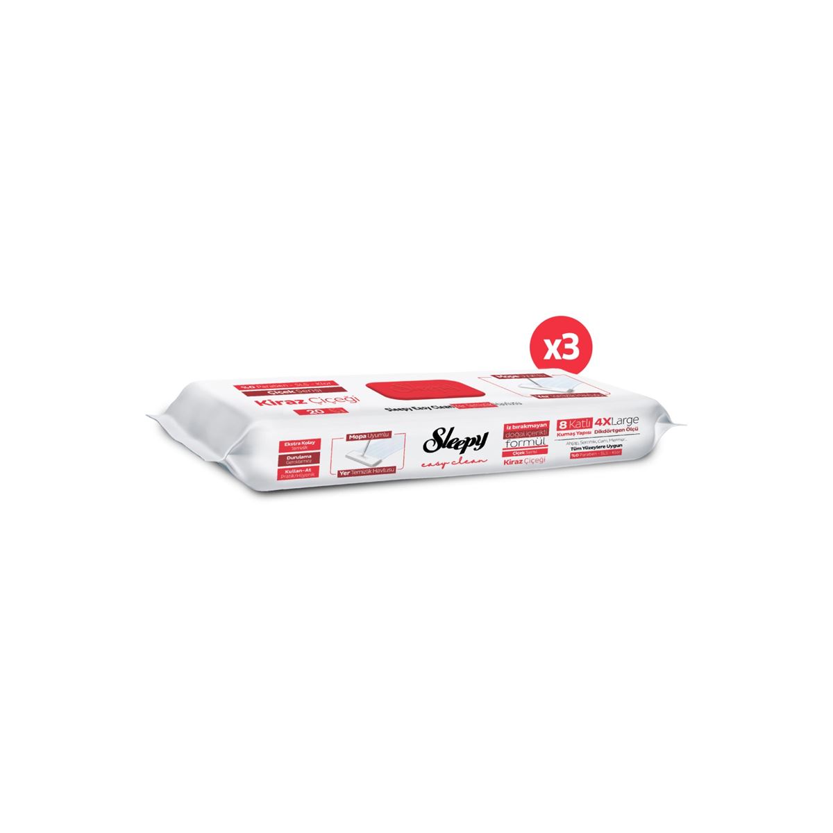Sleepy Easy Clean Kiraz Çiçeği Mopa Uyumlu Yer Temizlik Havlusu&Mendili 3x20 (60 Yaprak)