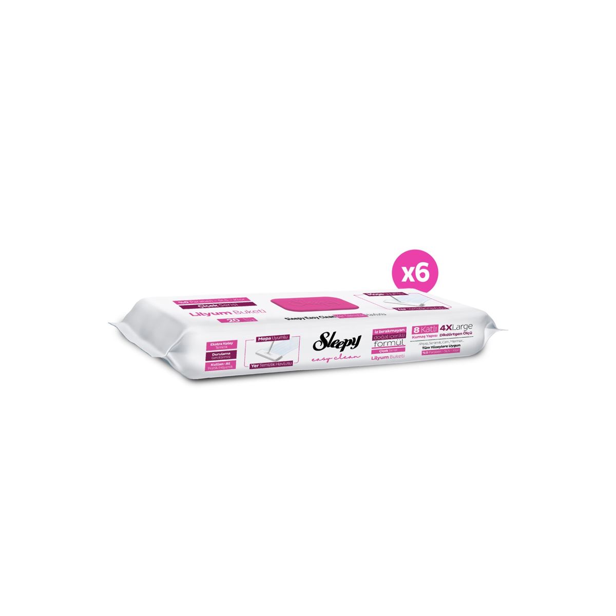 Sleepy Easy Clean Lilyum Buketi Mopa Uyumlu Yer Temizlik Havlusu&Mendili 6x20 (120 Yaprak)
