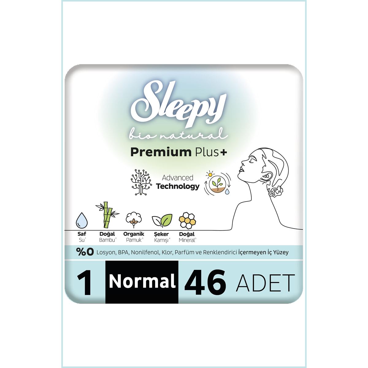 Sleepy Bio Natural Premium Plus Hijyenik Ped Mega Paket Normal 46 Adet