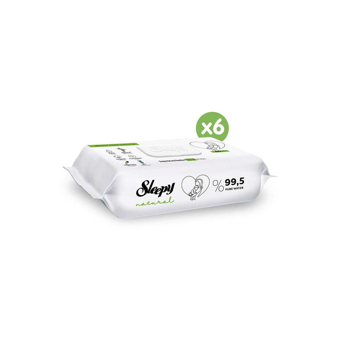 Sleepy Natural Yenidoğan Islak Bebek Bakım Havlusu 6x60 (360 Yaprak)