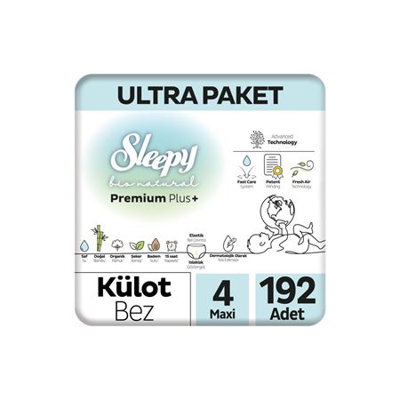 Sleepy Bio Natural Premium Plus Ultra Paket Külot Bez 4 Numara Maxi 192 Adet