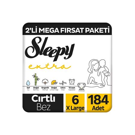 Sleepy Extra Günlük Aktivite 2'li Mega Fırsat Paketi Bebek Bezi 6 Numara Xlarge 184 Adet