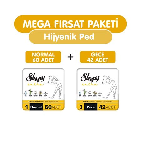 Sleepy Extra Ultra İnce Hijyenik Ped 102 Adet Ped Mega Fırsat Paketi