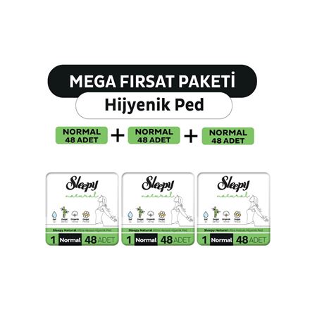 Sleepy Natural Ultra Hassas Hijyenik Ped Mega Fırsat Paketi Normal 144 Adet