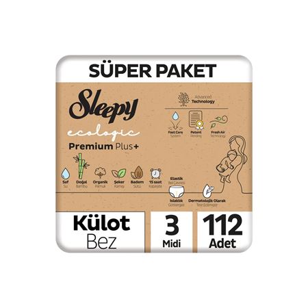 Sleepy Ecologic Premium Plus Süper Paket Külot Bez 3 Numara Midi 112 Adet