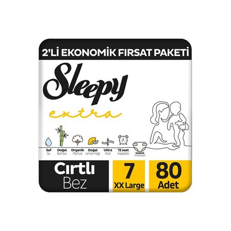 Sleepy Extra Günlük Aktivite 2'li Ekonomik Fırsat Paketi Bebek Bezi 7 Numara Xxlarge 80 Adet