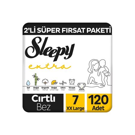 Sleepy Extra Günlük Aktivite 2'li Süper Fırsat Paketi Bebek Bezi 7 Numara Xxlarge 120 Adet