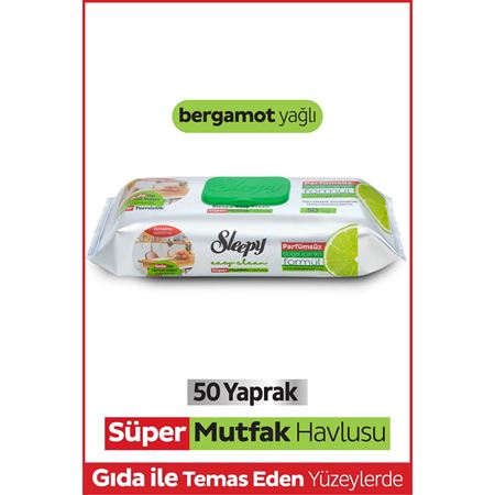 Sleepy Easy Clean Süper Yüzey Temizlik Mutfak Havlusu&Mendili Bergamot Yağlı 50 Yaprak