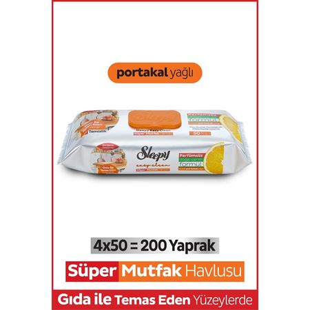 Easy Clean Süper Yüzey Temizlik Mutfak Havlusu&Mendili Portakal Yağlı 4X50 (200 Yaprak)