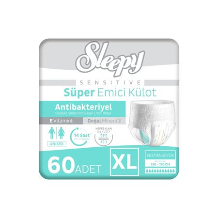 Sleepy Sensitive Antibakteriyel Emici Külot Xlarge 30x2 60 Adet