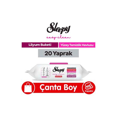 Sleepy Easy Clean Lilyum Buketi Yüzey Temizlik Havlusu Çanta Boy 20 Yaprak