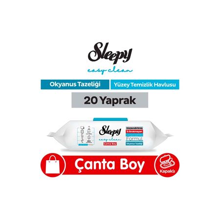 Sleepy Easy Clean Okyanus Tazeliği Yüzey Temizlik Havlusu Çanta Boy 20 Yaprak
