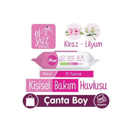 Sleepy Floral Kişisel Bakım Havlusu Çanta Boy 25 Yaprak