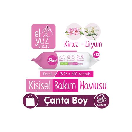 Sleepy Floral Kişisel Bakım Havlusu Çanta Boy 12x25 (300 Yaprak)